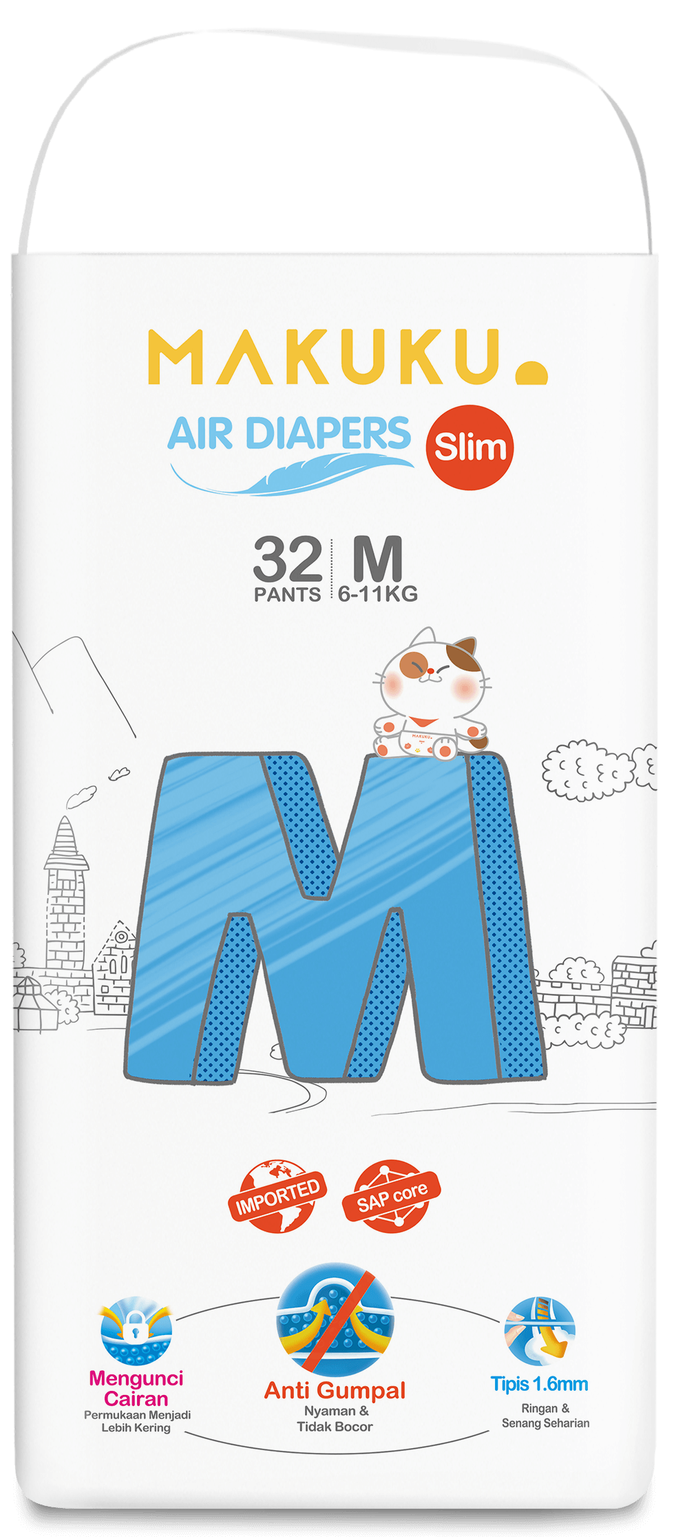 Kemasan Makuku Air Diapers Slim Size M