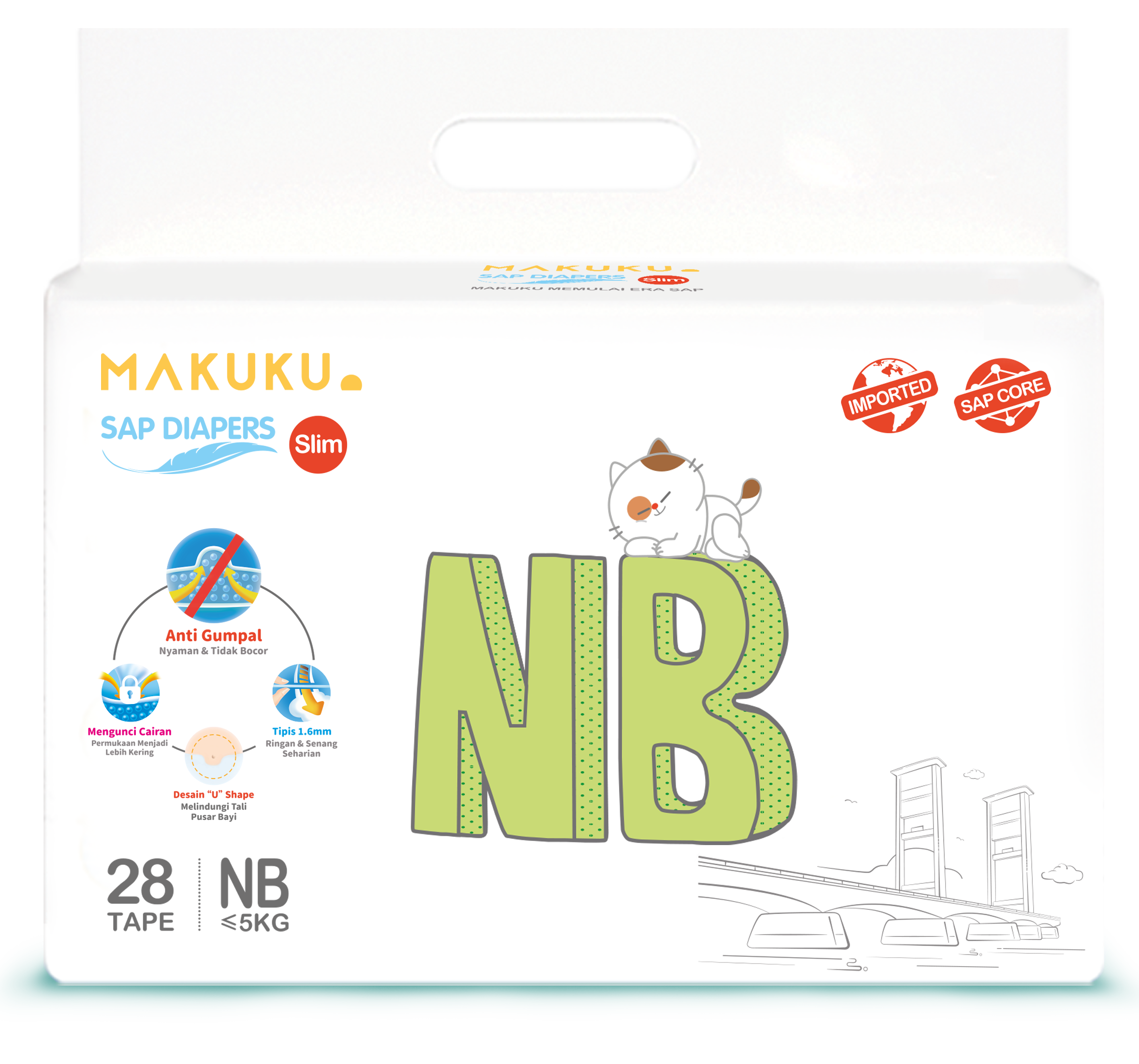 Picture of packaging for MAKUKU SAP Diapers Slim size NB